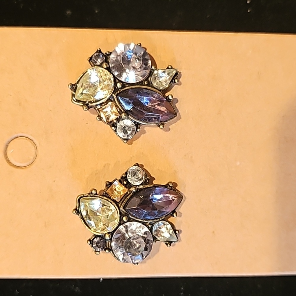 Multi color rhinestone earrings